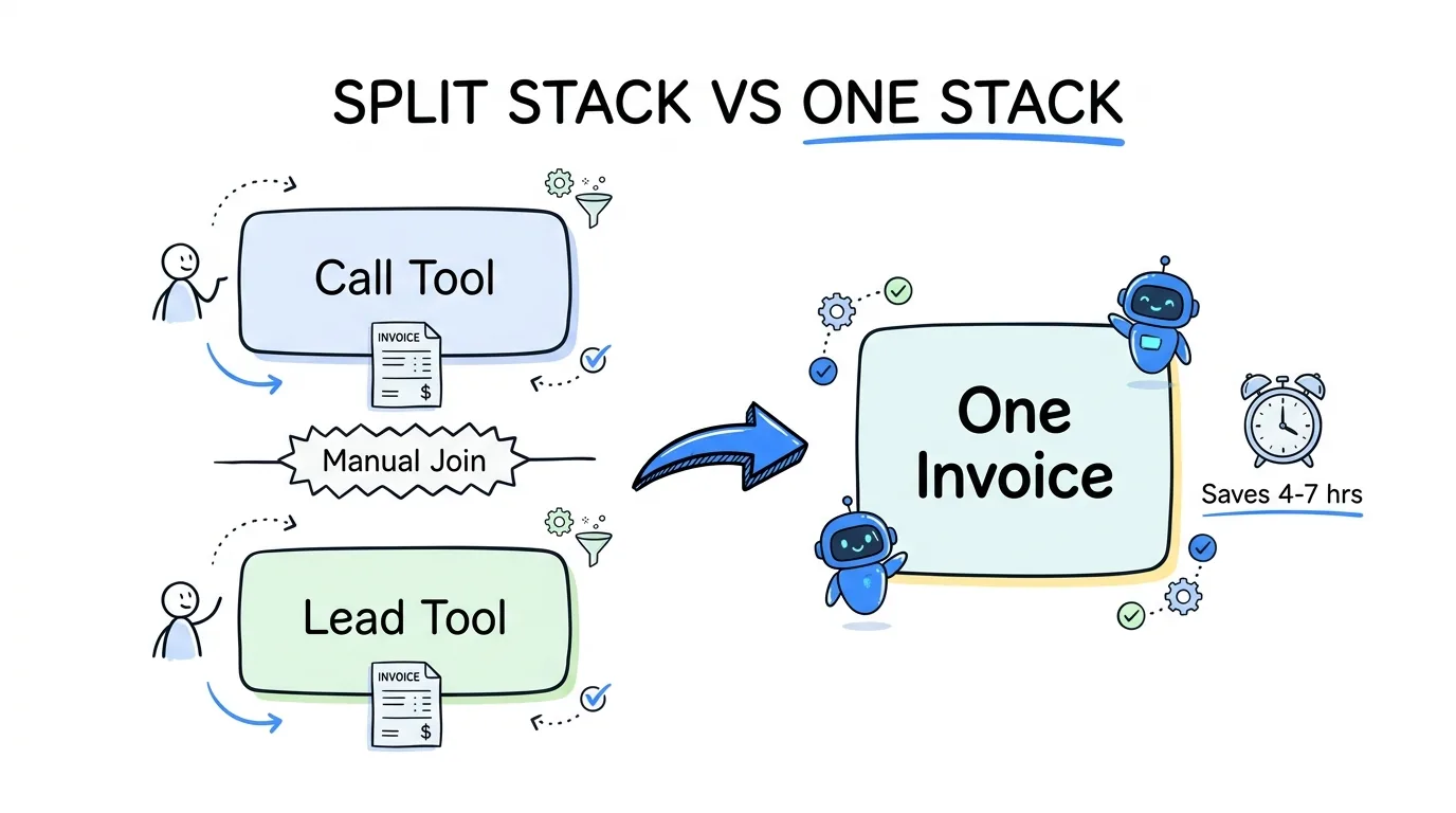 Lead and call distribution software compared as a split two-tool stack versus one unified platform